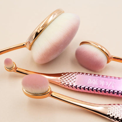 MODA Rosé 4-Piece Face Brush Set – Vegan Soft Filament Brushes