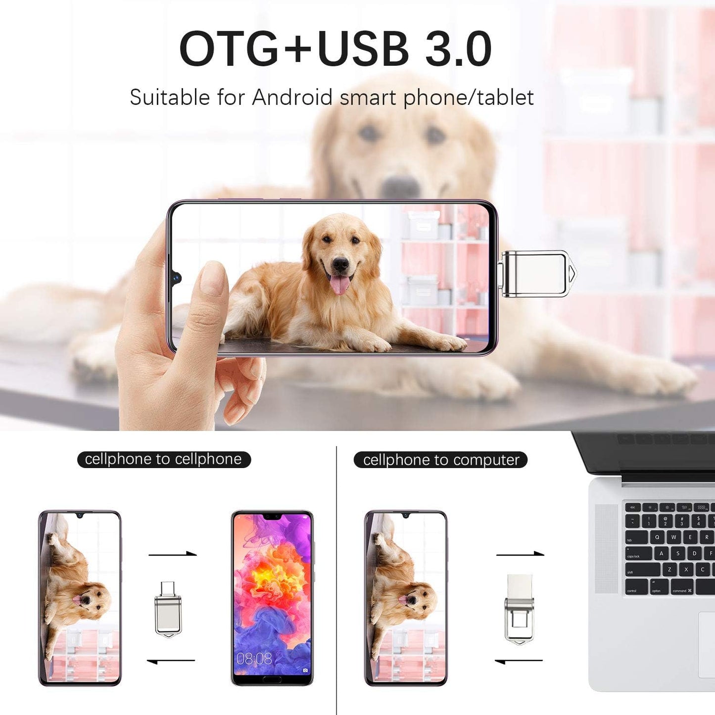 KOOTION 128GB Waterproof USB‑C Flash Drive with Keyring for Android