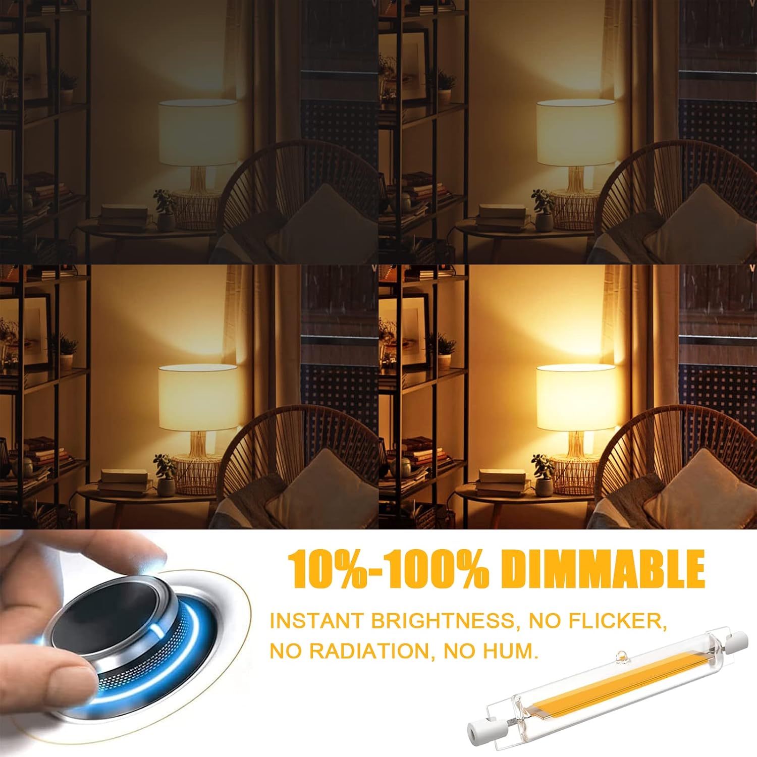 Hsientpe R7S LED 118mm Dimmable 20W 2000LM Warm White 3000K 2-Pack