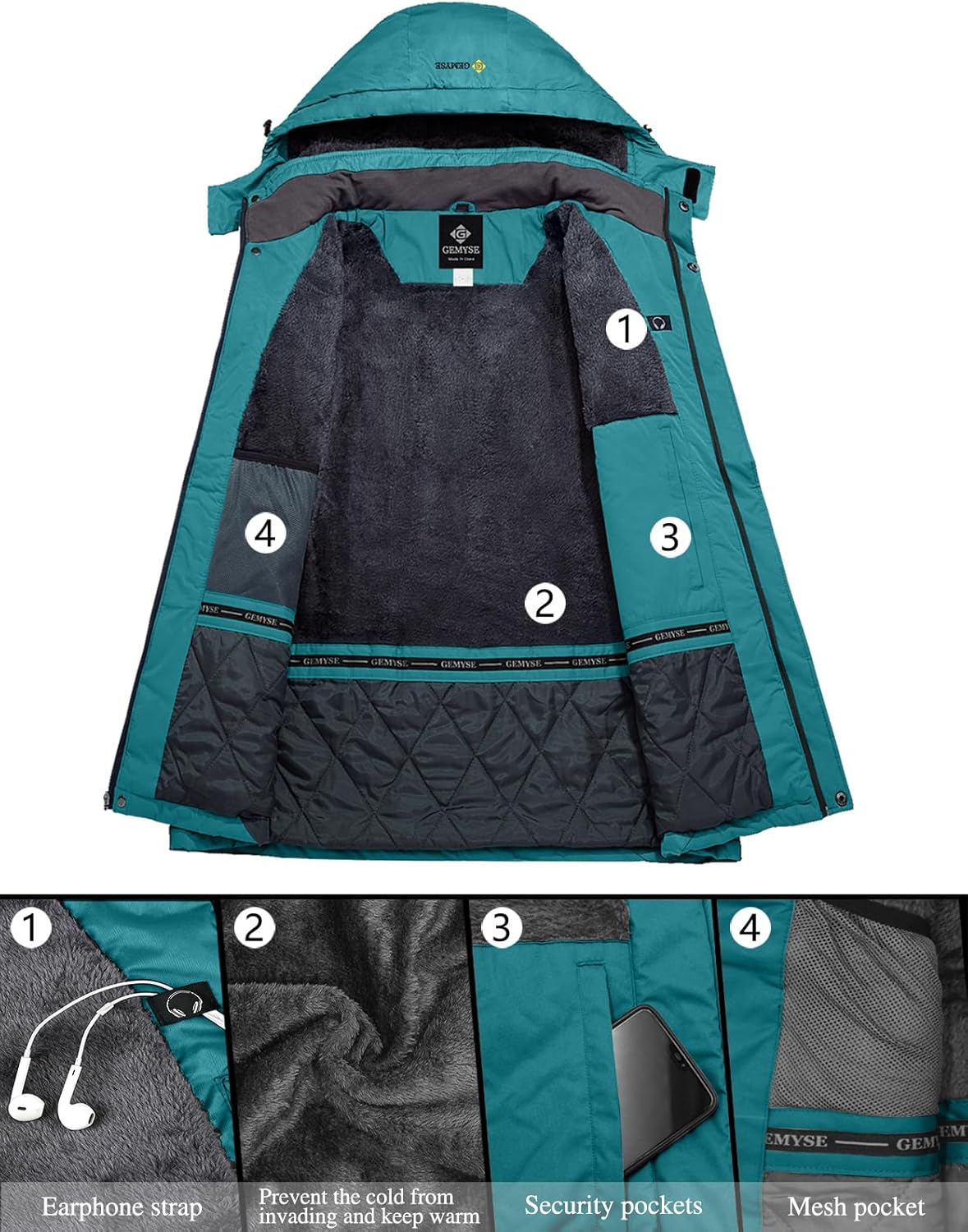 GEMYSE Women's Mountain Waterproof Ski Snow Jacket for Winter Activities