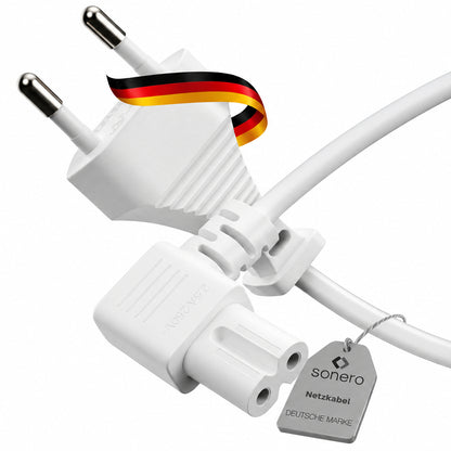 Sonero Euro Plug to 90° IEC C7 Power Cable 1.5m White