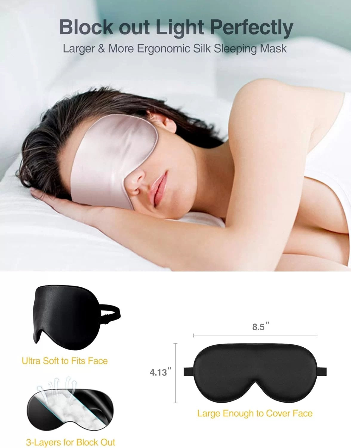 Luxury Silk Sleep Eye Mask for Travel and Sweet Dreams
