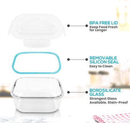 KICHLY 18-Piece Borosilicate Glass Food Storage Set with Airtight Lids