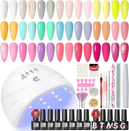 COSCELIA 20+5 Color Semi-Permanent Nail Kit with UV/LED Lamp