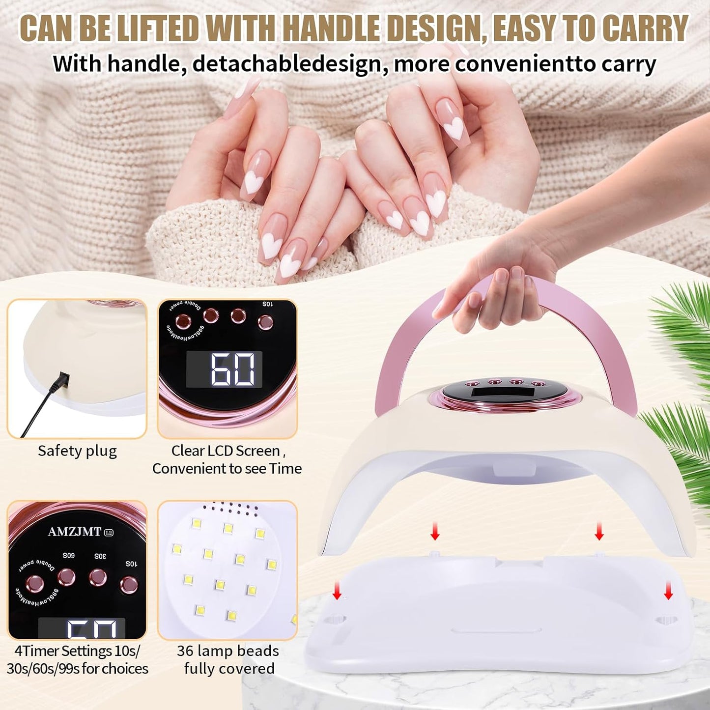 AMZJMT-L2 180W UV LED Nail Lamp Curing Light with Auto Sensor