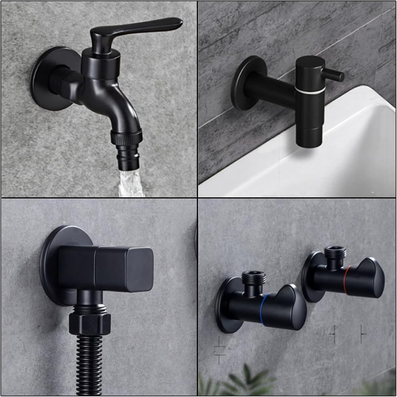 Scalingscal Set Of 4 Stainless Steel Cover Rosette For Shower Taps Black