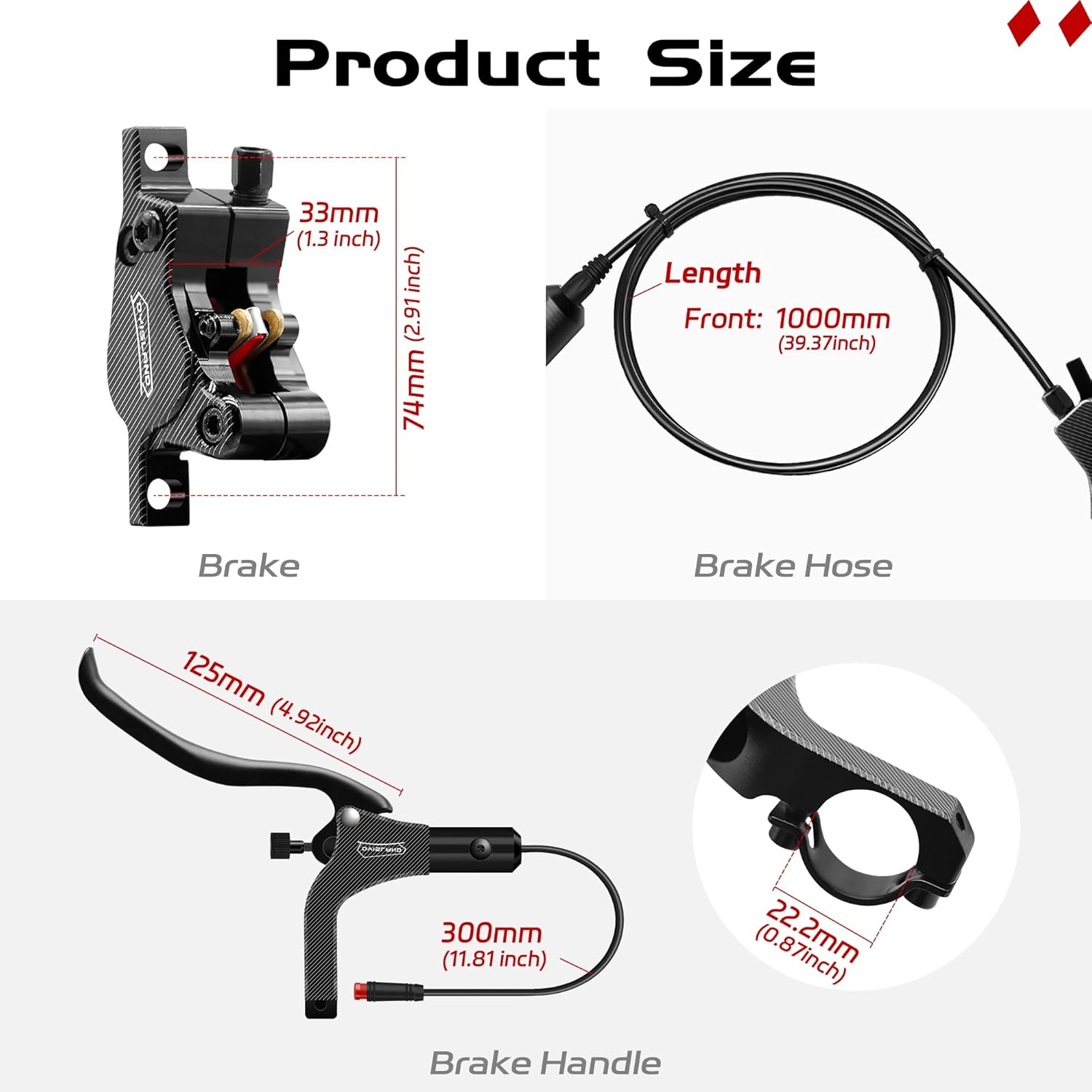 LD-200 2-Pistons Hydraulic Disc Brake Set for E‑Bike Front Left Side