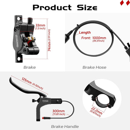 LD-200 2-Pistons Hydraulic Disc Brake Set for E‑Bike Front Left Side