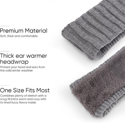 DRESHOW Women’s Warm Knitted Headband with Thick Fleece Lining