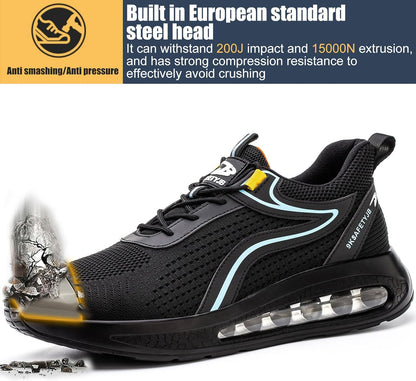 OBQcare Lightweight Breathable Steel Toe Safety Work Shoes