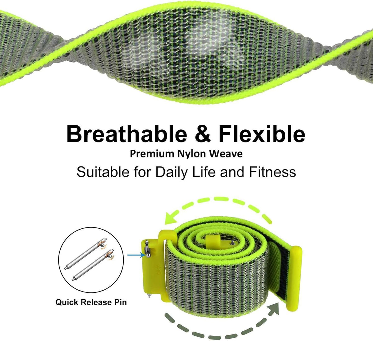 WOCCI Adjustable Nylon Sport Loop Watch Band