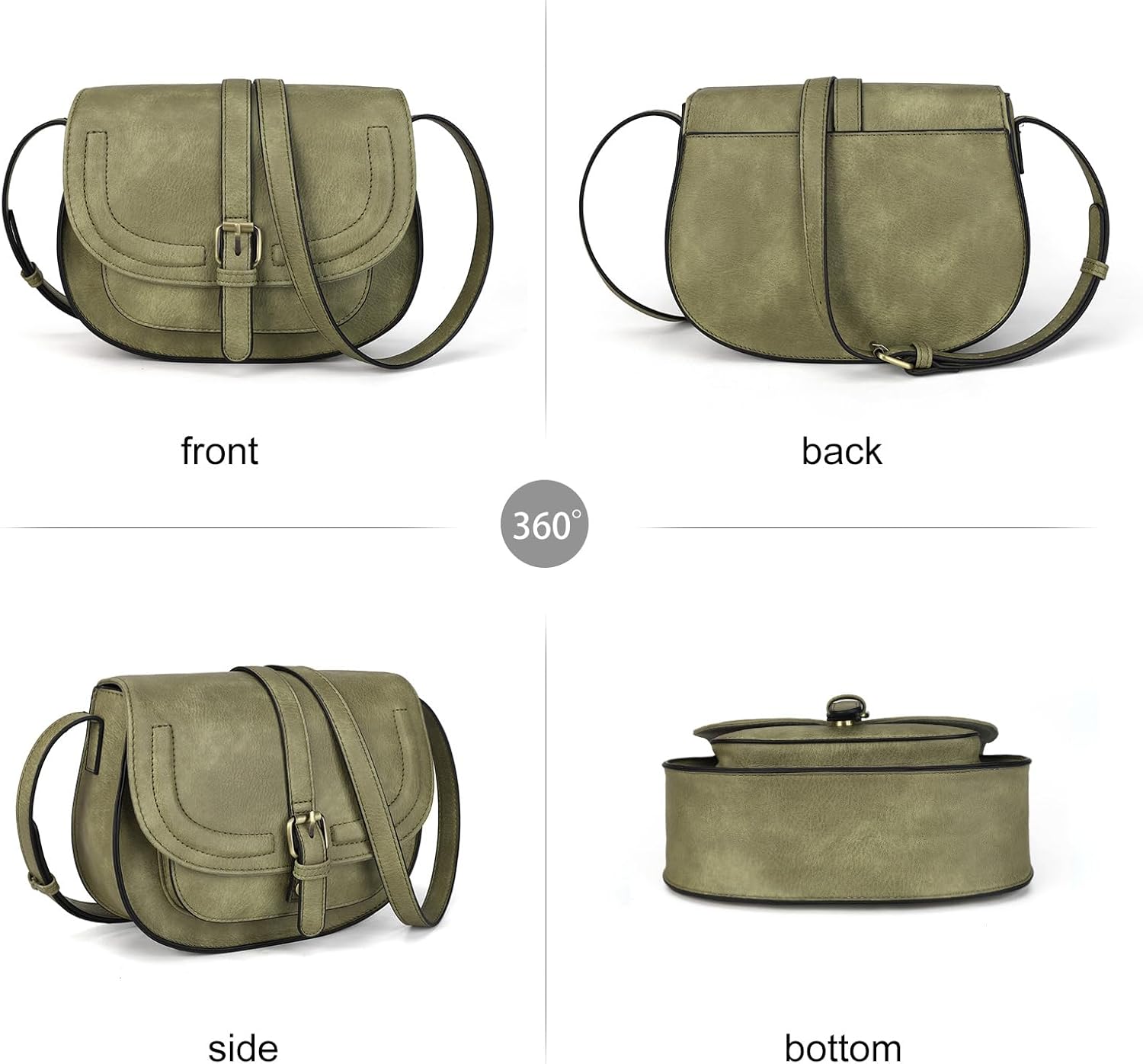 AFKOMST Boho Vegan Leather Small Saddle Crossbody Bag for Women