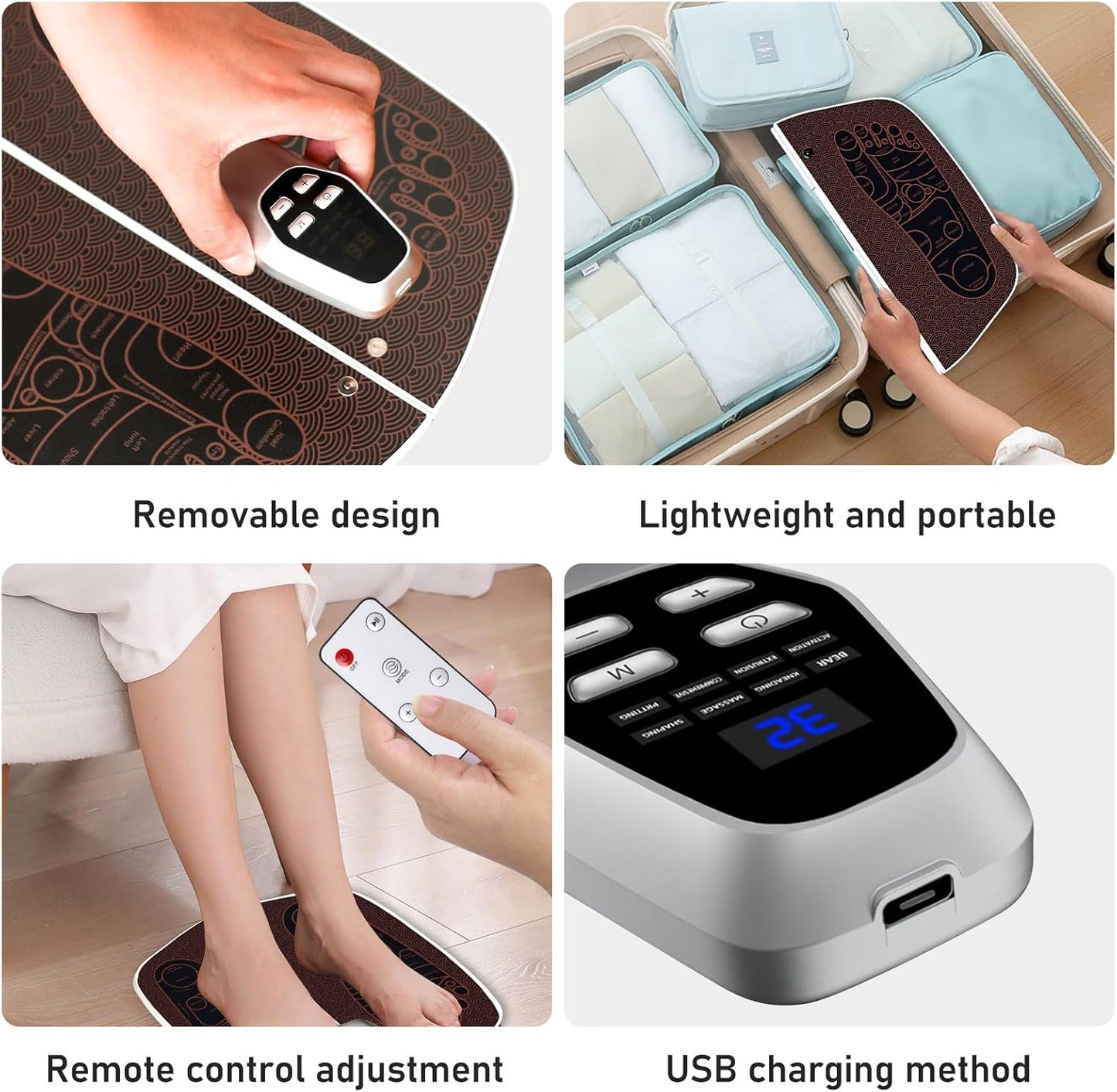 BORDEAG Electric Foot Massager with 8 Programs, 32 Intensity Levels
