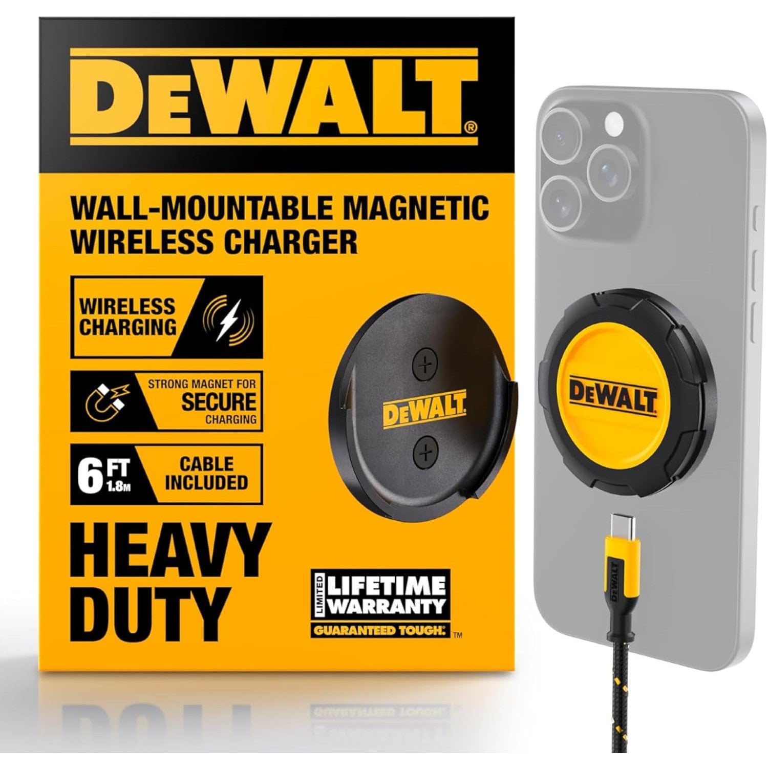 DEWALT Heavy-Duty 15W MagSafe Wireless Charger with Wall Mount