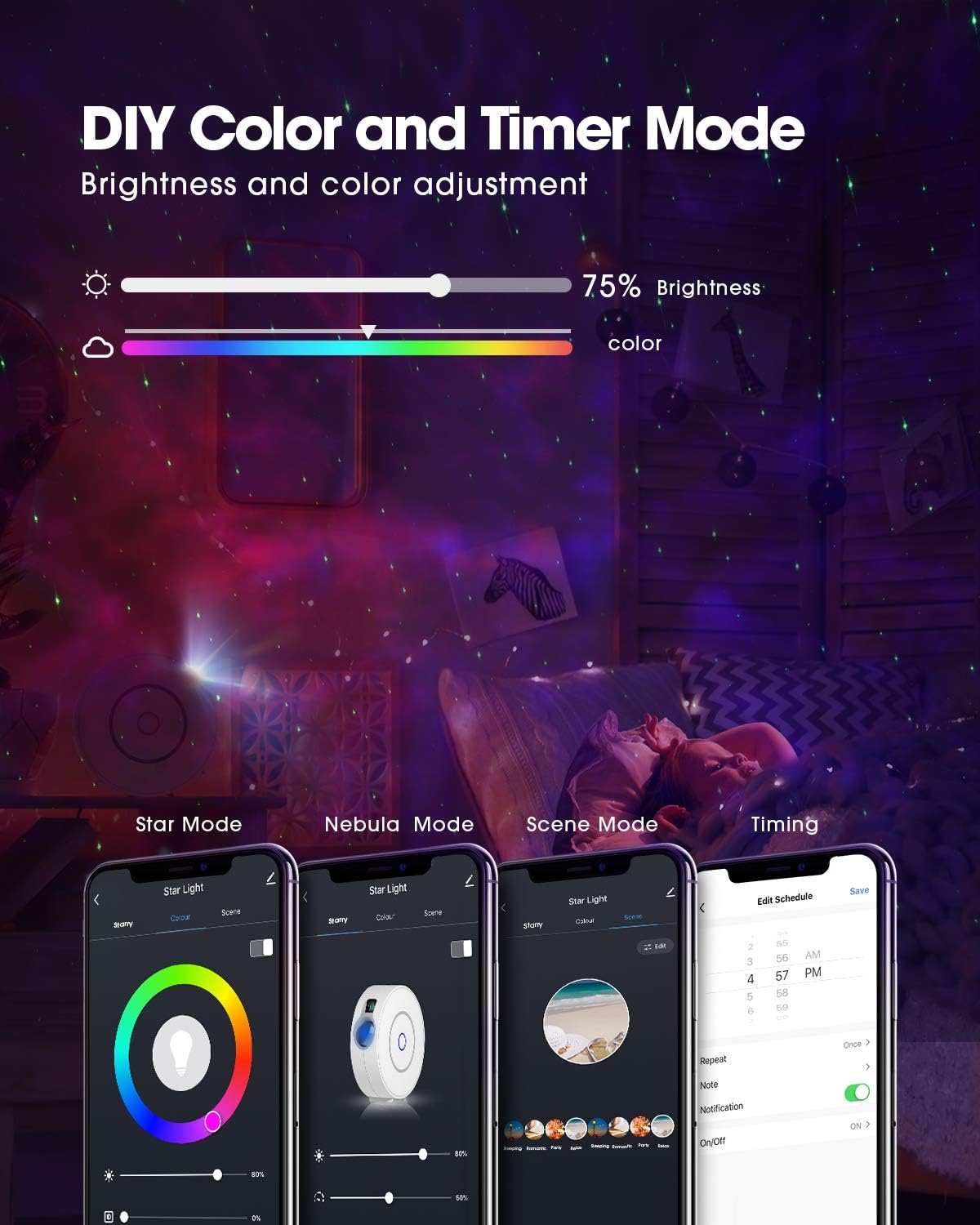 SUPPOU SK20 WiFi LED Galaxy Star Projector Smart Night Light 16.7M Colors 5W