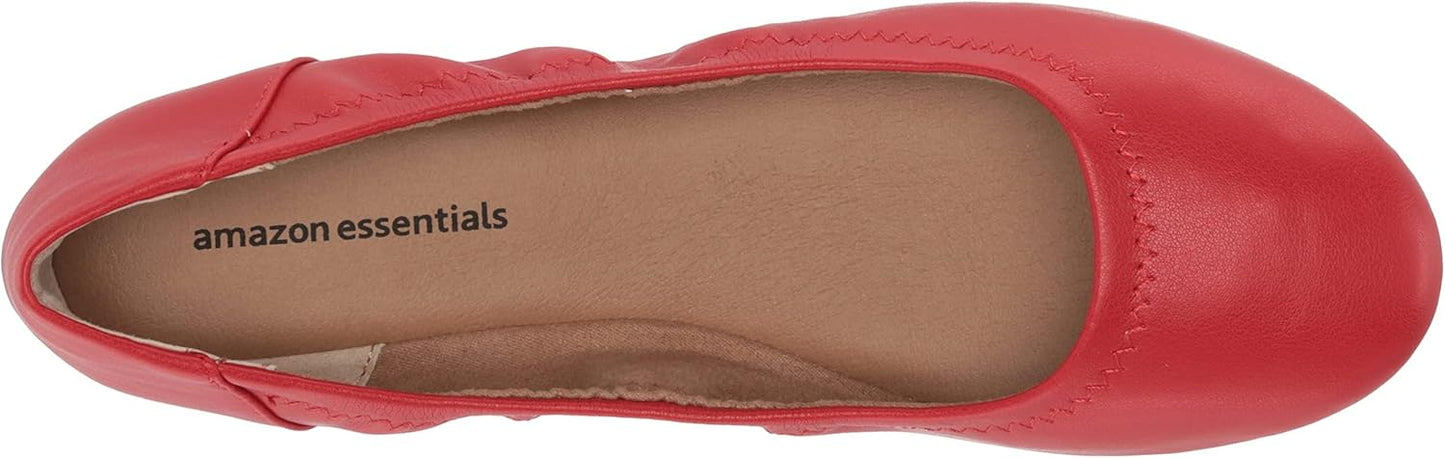 Amazon Essentials Women's Belice Bright Red Ballet Flat Slip-On