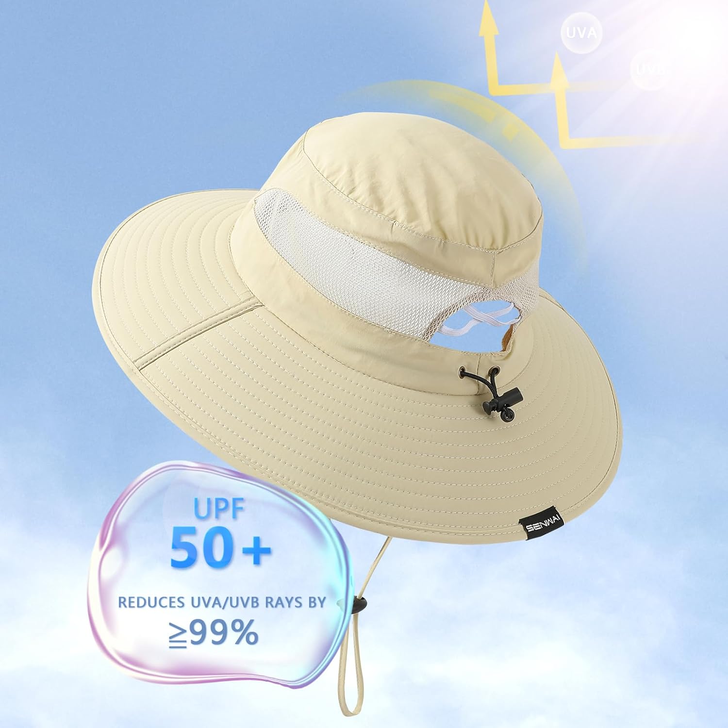 SENWAI UPF 50+ Wide Brim Quick-Dry Fishing Bucket Hat