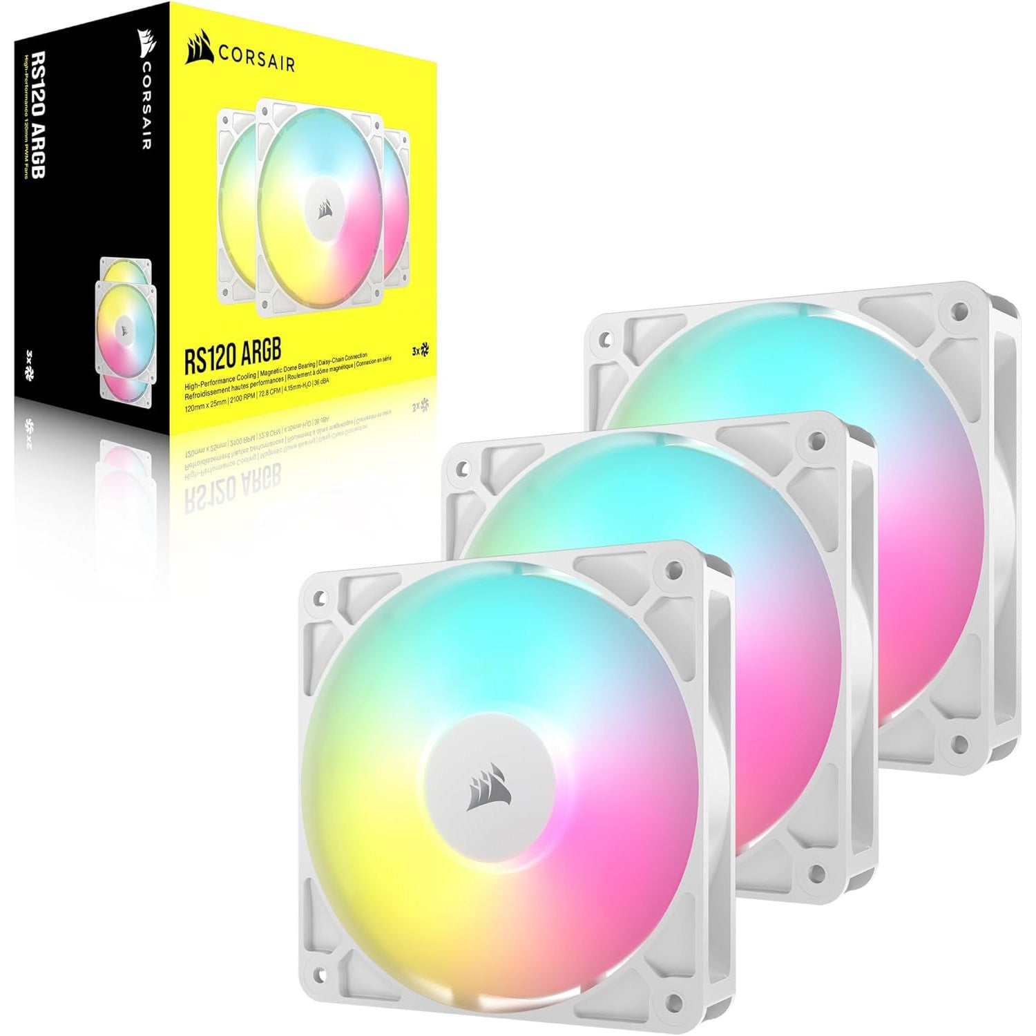 Corsair RS120 ARGB 120mm PWM Triple Fan Pack – White