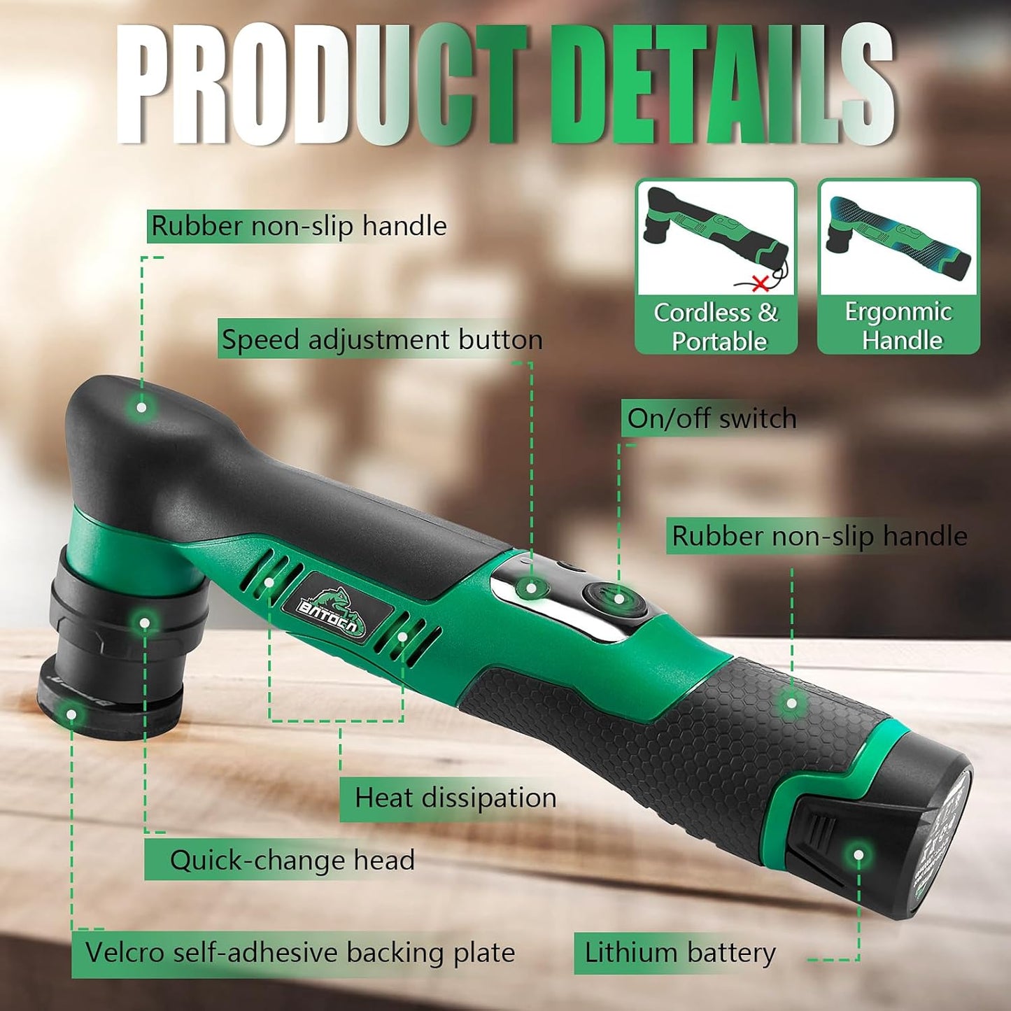 BATOCA S5 Cordless Car Buffer Polisher Sander Dual Action Rotary Machine Kit