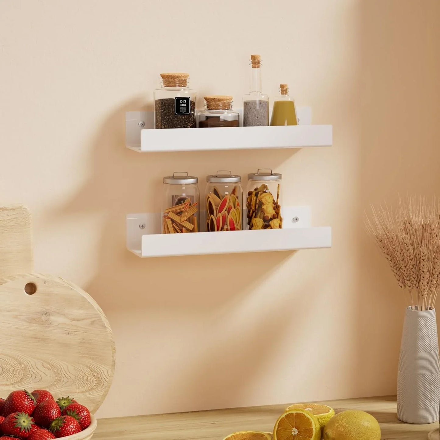 HexsonHomsa 12 Inch White Acrylic Wall Shelf – Sturdy Floating Organizer - Gomix Brands Outlet