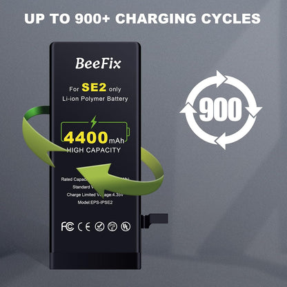 iPhone SE2 2020 Battery: 4400mAh High Capacity Replacement Li-ion Battery with Repair Tools Model A2275 A2296 A2298