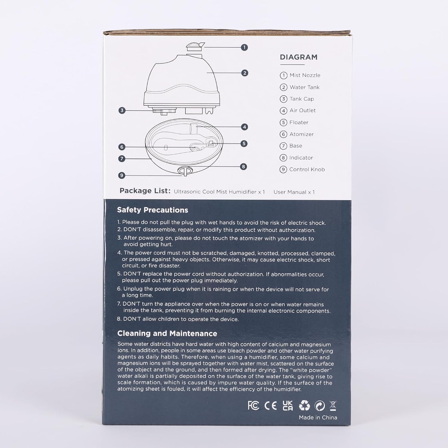 ARIBIO 2.2L Quiet Cool Mist Humidifier with 360° Nozzle