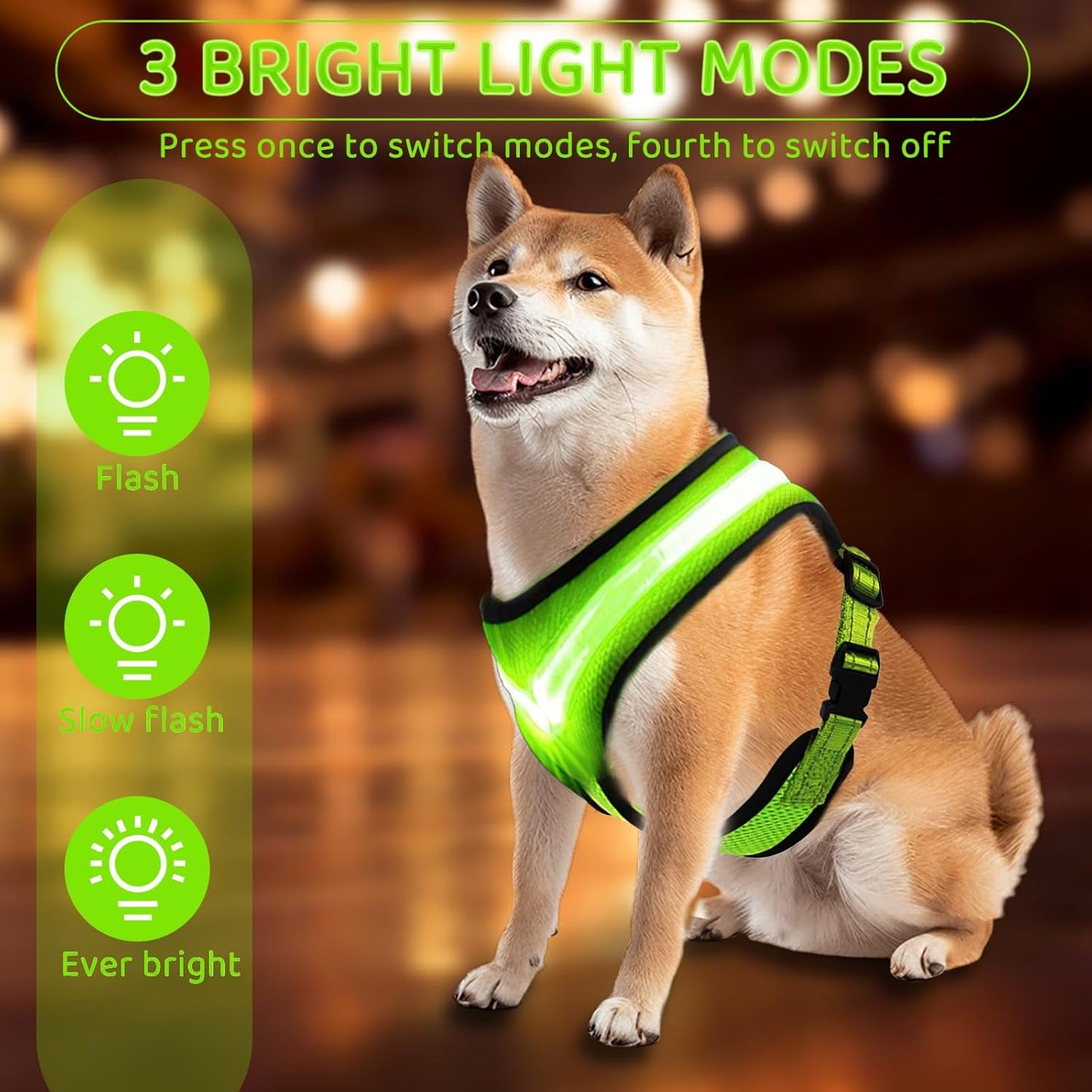 Fancysky Luminous Rechargeable LED Dog Harness for Enhanced Night Safety