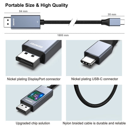 BENFEI 000207grey USB-C to DisplayPort Cable Gray
