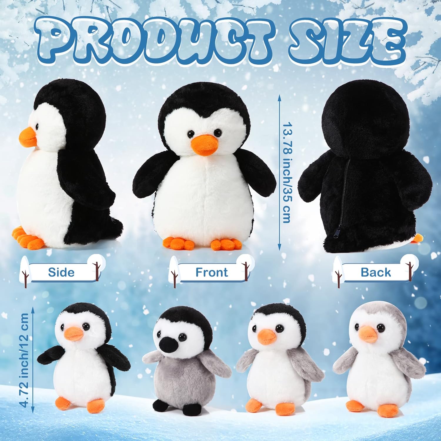 5‑Piece Penguin Plush Set – 14‑Inch Mommy with 4 Baby Penguins