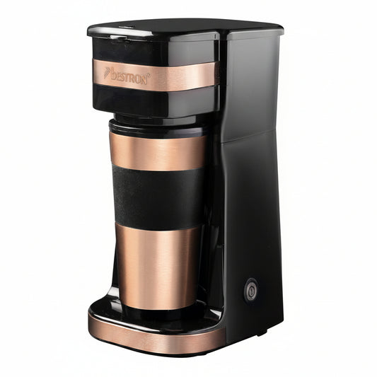 Bestron Compact 750W Coffee Maker with Thermos Cup for Camping