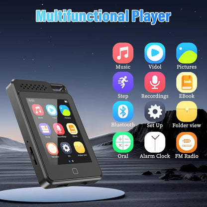 BOOTEEK 64GB MP3 Player Bluetooth 5.0 2.4 Inch Touchscreen with Speaker FM Radio Recorder Expandable Up to 128GB Black