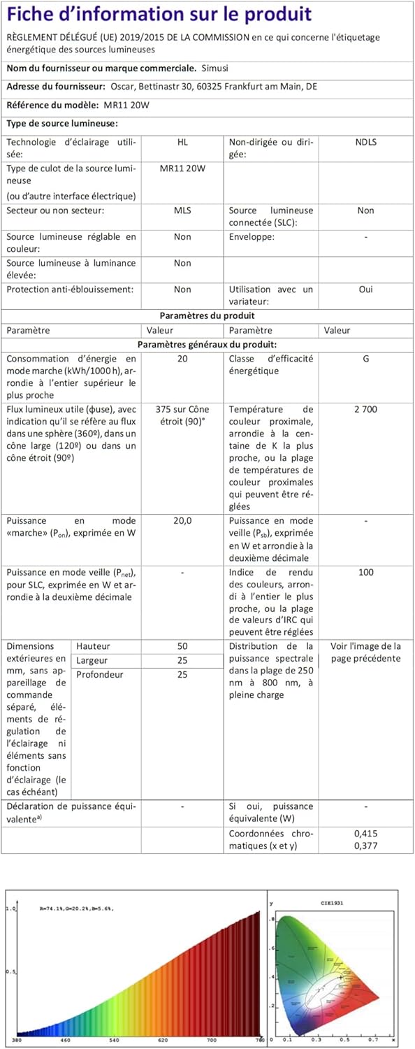 Simusi GU4 MR11 12V 20W Halogen Spot Light – 12 Pack Warm White