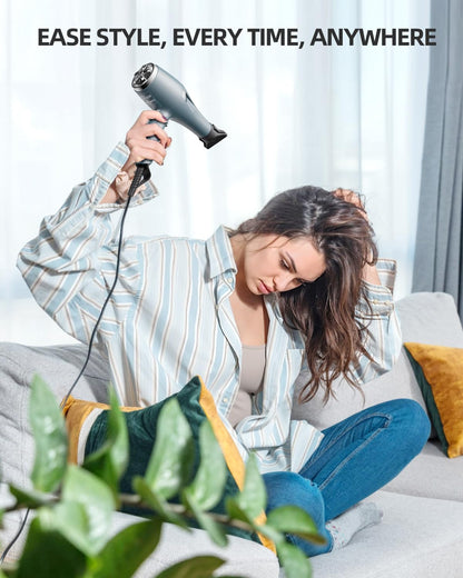 Ionic Hair Dryer with Diffuser & Comb Attachments, 2 Speed Professional