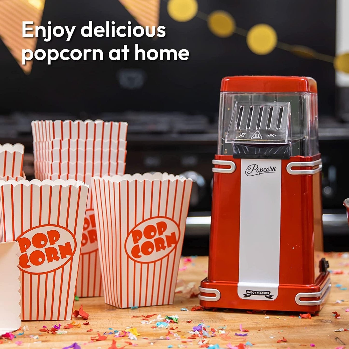 Gadgy Retro Hot Air Popcorn Maker Red GG0732
