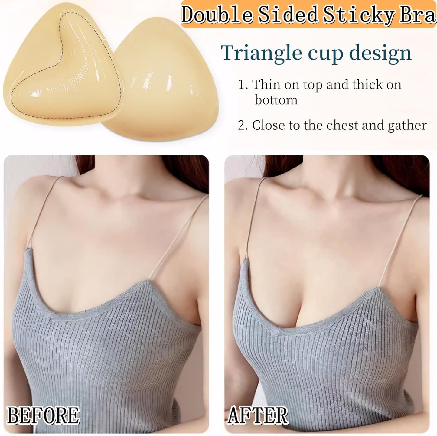 ANGELEMM Double‑Sided Sticky Push Up Bra Pads for Women