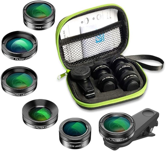 APEXEL 6in1 Clip on Phone Lens Kit items