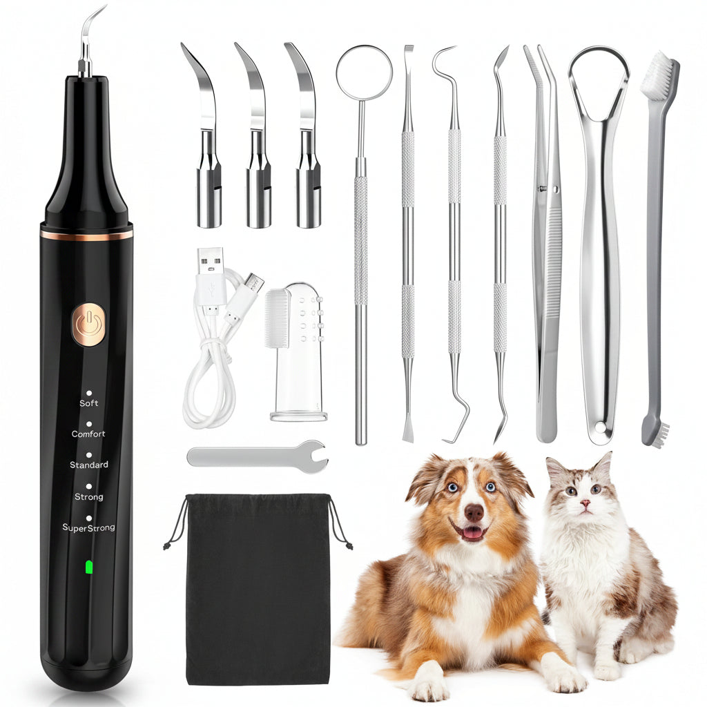Petbank Ultrasonic Pet Teeth Cleaner for Dogs and Cats 5 Modes 4 Heads