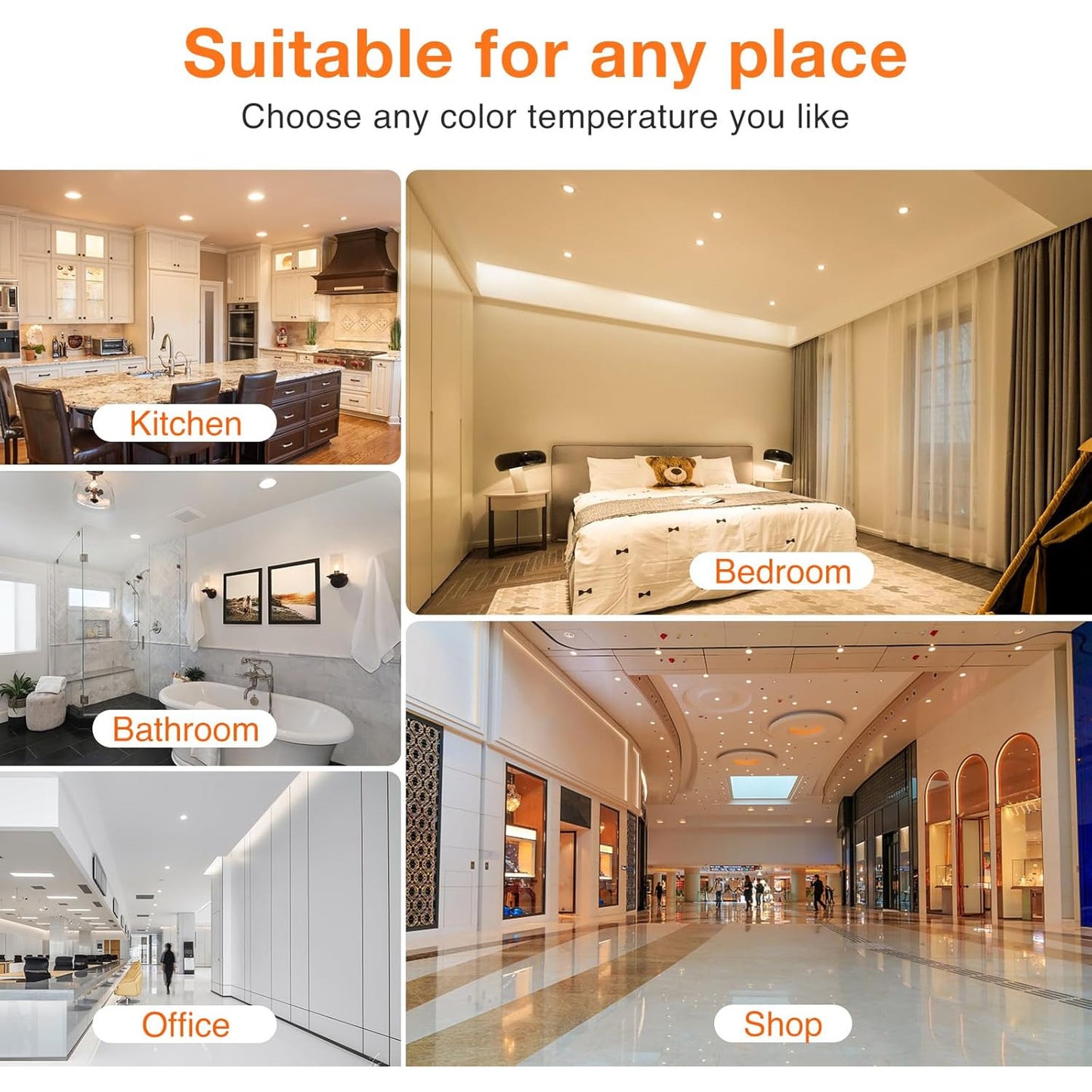 ALUSSO 8W Dimmable Recessed LED Spotlight with Transformer, Waterproof, 6-Pack