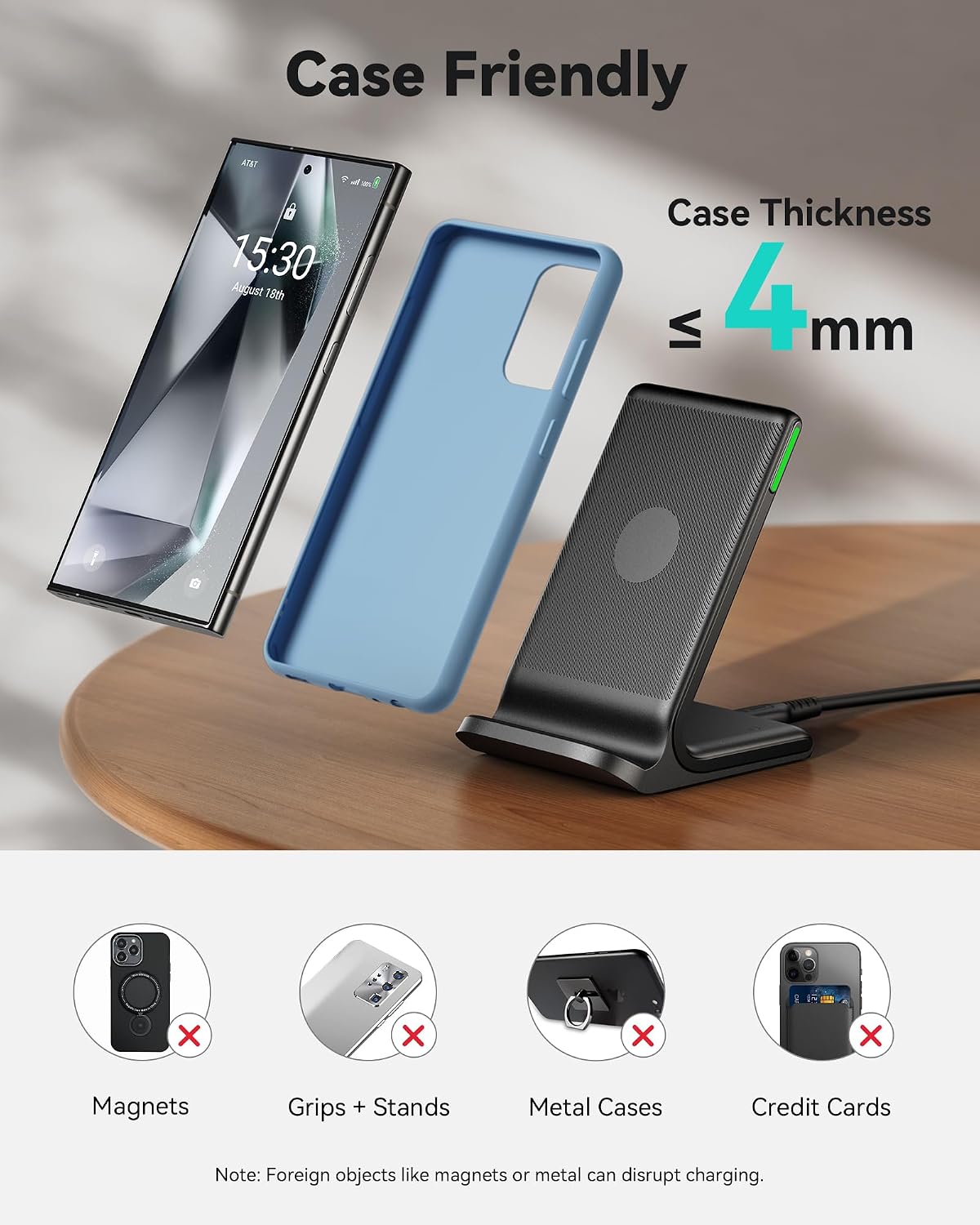 INIU 15W Fast Wireless Charging Stand Station with LED