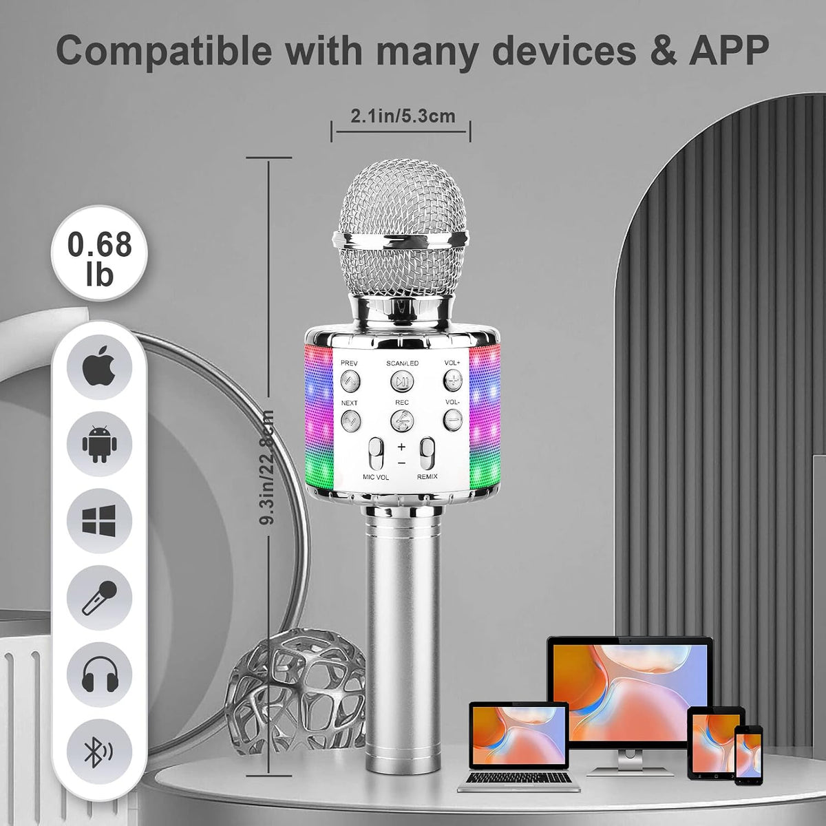ShinePick Wireless Portable Bluetooth Karaoke Microphone