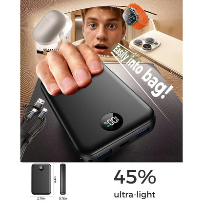 Black 27000mAh Fast Charging USB-C Power Bank with 22.5W Output