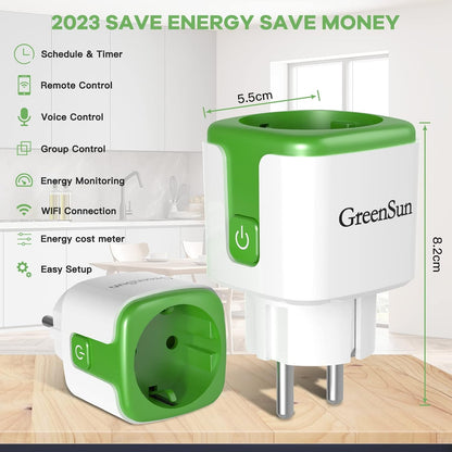 GreenSun WiFi Smart Socket with Energy Monitoring, Alexa Voice Control