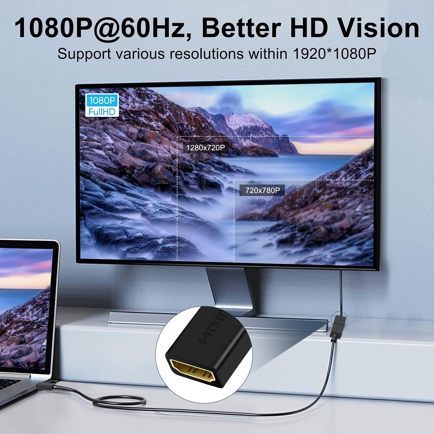 SHULIANCABLE HDMI Female to VGA Male Adapter 1080P 15CM Black