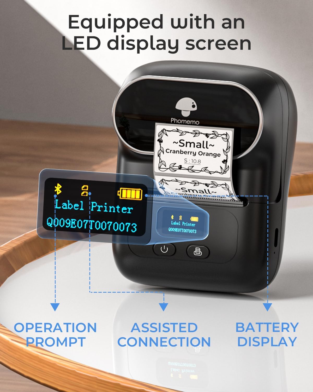 Phomemo M110 Portable Bluetooth Thermal Label Printer with 40x30mm Labels