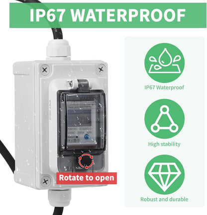 SWAWIS Mobile Digital Power Meter 230V IP67 Outdoor KWH Energy Monitor Socket