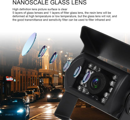 CAMECHO Vehicle Backup Camera with IR Night Vision for Bus Truck RV