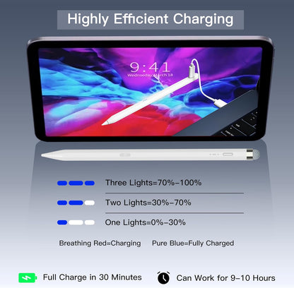 YAGFK DP02 Dual-Tip Stylus Pen USB-C Rechargeable Magnetic Aluminum White