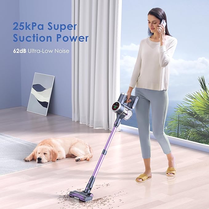 Lubluelu Cordless Stick Vacuum: Powerful 235W Brushless Motor, Rechargeable, Lightweight, Self-Standing Design