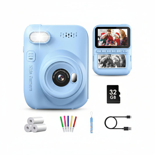 GREENKINDER H2 Kids Instant Print Camera 3.0" Screen 1080P 32GB Card for Ages 3-12