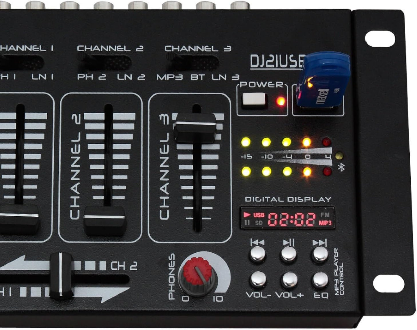Ibiza DJ21USB-BT Bluetooth USB 4-Channel 7-Input DJ Mixer Console